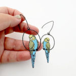Yellow & Blue Budgie Earrings - Image 2